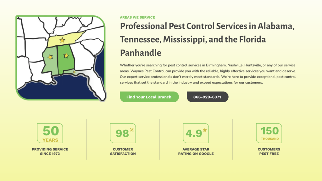 waynes homepage description of where we serve